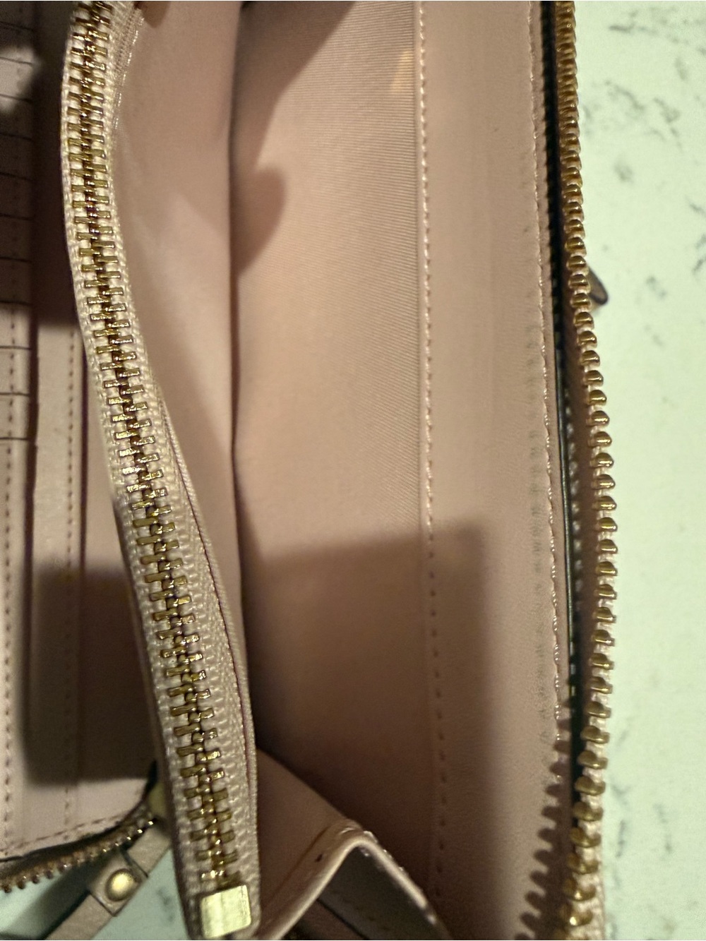 Tory Burch Blush Pink Pebbled Leather Zip Wallet with Gold Logo - Picture 10 of 16